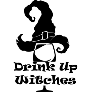 Witch Hat, Wine Glass, Drink Up Witches