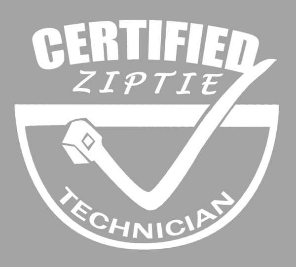 Certified Ziptie Technician sticker in White
