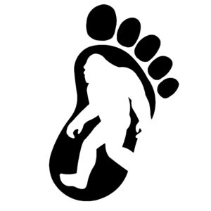 Sticker of Bigfoot's outline with footprint